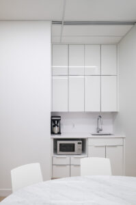 Lunch room facing kitchen